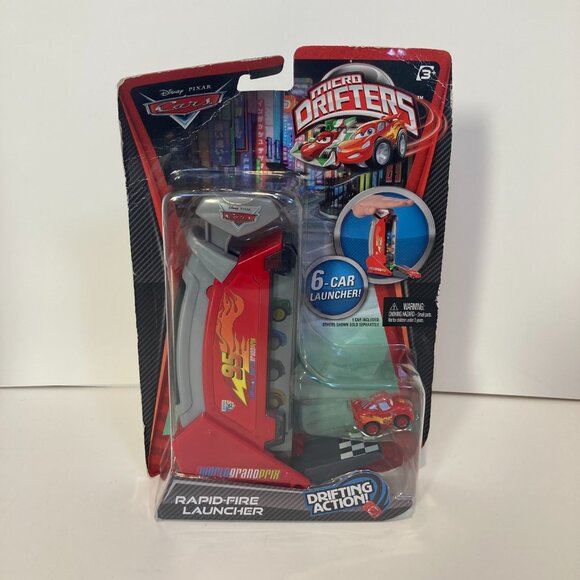 Disney Pixar Cars Micro Drifters Rapid Launcher + McQueen 2012 Mattel Sealed - Picture 1 of 13